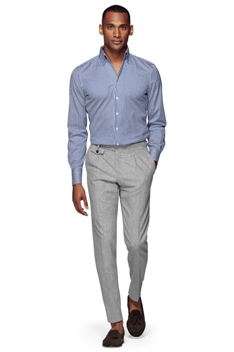 Navy Striped Twill Extra Slim Fit Shirt 3