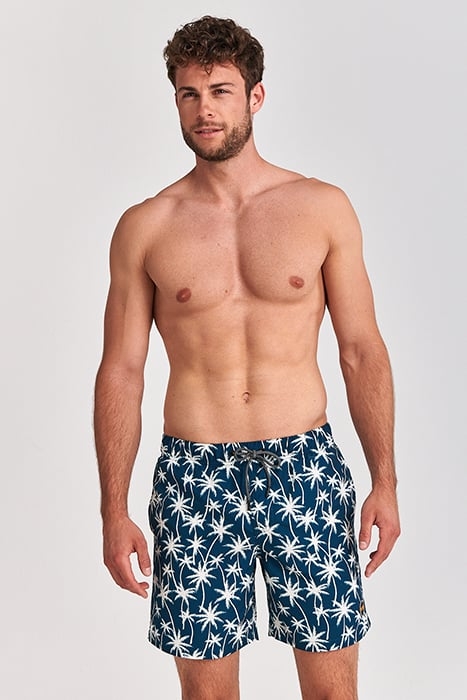 MEN SWIM SHORT VACATION PALMTREES MICRO PEACH BLUE POND 2