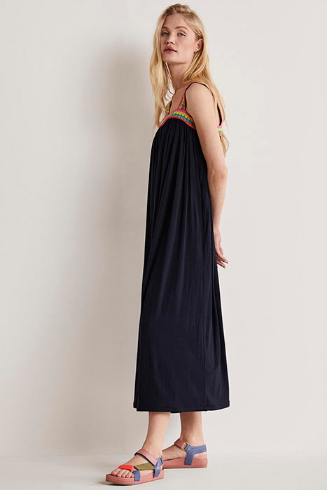 CROCHET TRIM JERSEY MAXI DRESS NAV 4