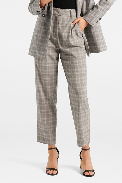 MONIQUE TAPERED CHECK PANTS BROWN CHECK SUIT 1