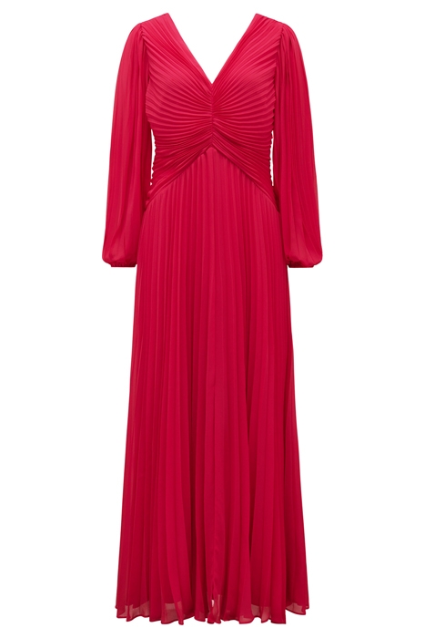 ROSALIA PLEATED V NECK DRESS BRIGHT ROSE 5