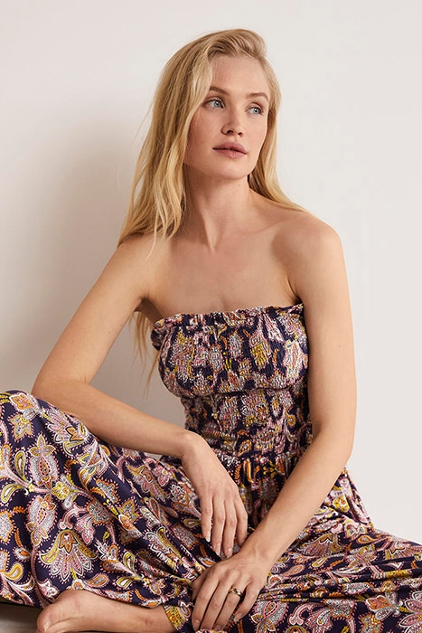 STRAPLESS JERSEY MAXI DRESS NAV 4