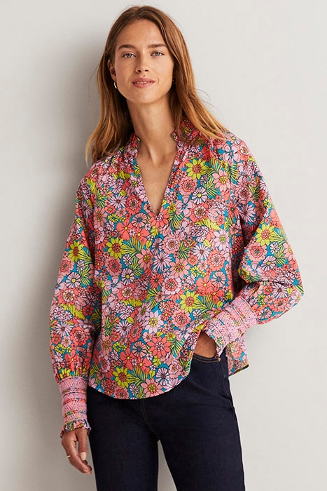 SMOCKED CUFF PRINTED TOP PIN 1