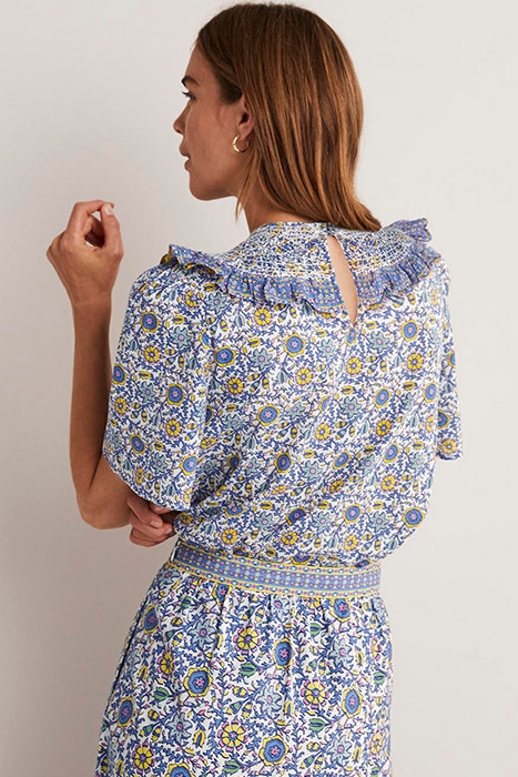 SMOCKED NECK PRINTED TOP IVO 2