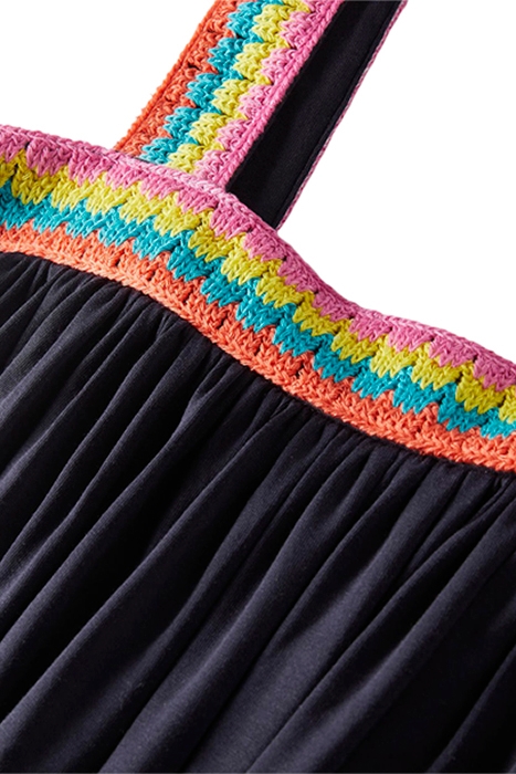 CROCHET TRIM JERSEY MAXI DRESS NAV 7