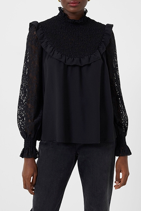 THORA CREPE LACE MIX TOP BLACK 2