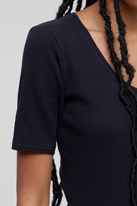 WOMEN WAFFLE HENLEY SHIRT BLACK 4