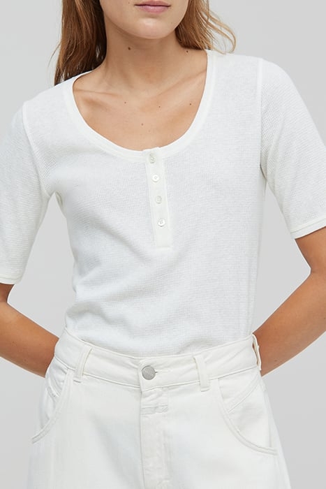WOMEN WAFFLE HENLEY SHIRT IVORY 3