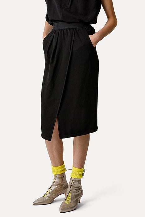 VISCOSE/LINEN MICROSTRUCTURE TULIP SKIRT NERO 2