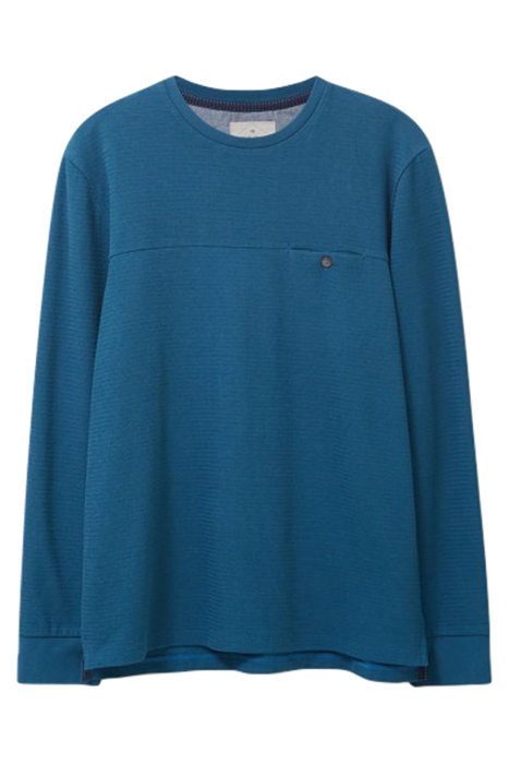 MILTON ZIG ZAG WAFFLE TEE MID TEAL 1