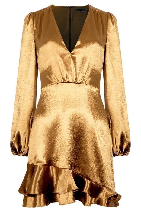 DENNEY SATIN LS VNCK DRESS GOLD BROWN 5