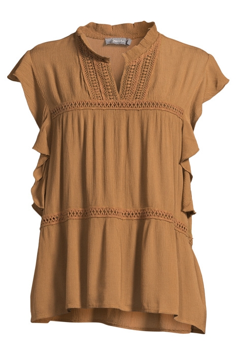 TOP WITH RUFFLES S/S TABACCO 3