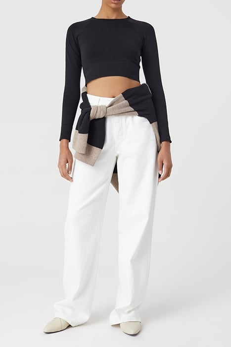 WOMEN CROPPED RAGLAN LONGSLEEVE T-SHIRTS BLACK 3