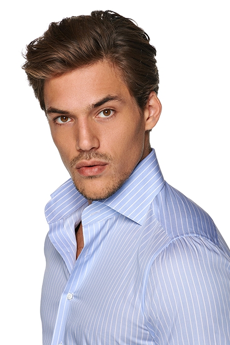 MID BLUE STRIPED POPLIN EXTRA SLIM FIT SHIRT 4