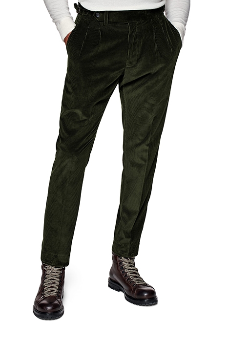 DARK GREEN PLEATED BRADDON TROUSERS 1