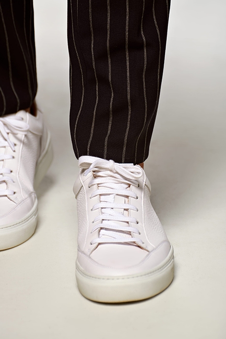 NAVY STRIPED DRAWSTRING AMES TROUSERS 8