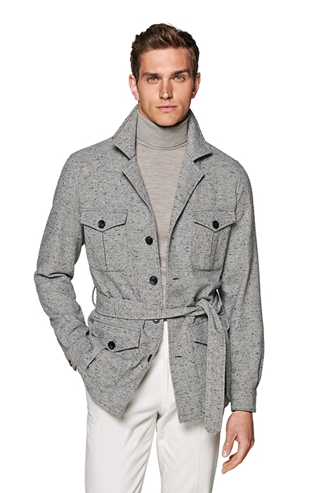 LIGHT GREY BELTED SAFARI JACKET 1