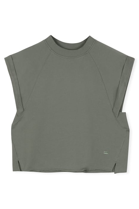 CROPPED SHORTSLEEVE SWEATER GREY GREEN 1