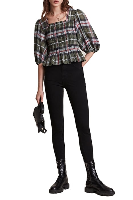 LIA CHECK TOP KHAKI GREEN 4