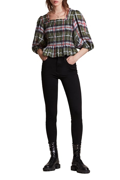 LIA CHECK TOP KHAKI GREEN 2