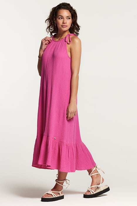 ANTIBES DRESS MOUSSELINE WAFFLE AZALEA PINK 3