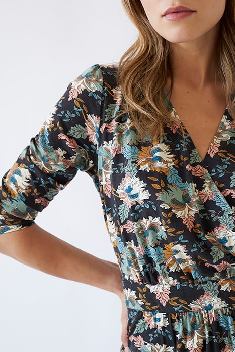 RETRO FLOWER PRINT ECOVERO® VISCOSE JERSEY DRESS 5