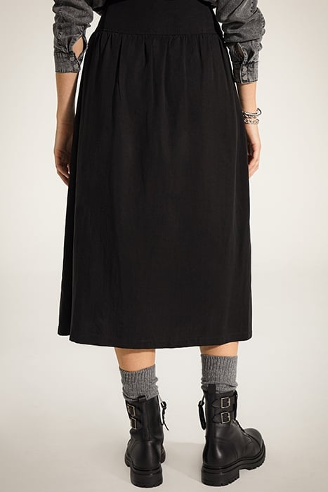BLACK TENCEL AND LINEN BUTTONED-FRONT MIDI SKIRT 2