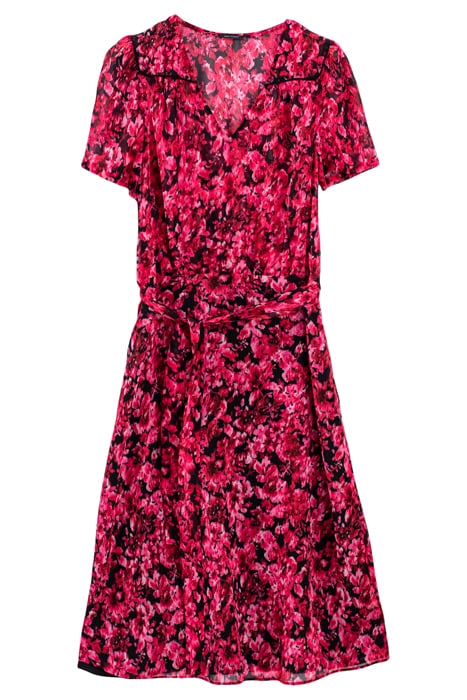 PINK FLORAL PRINT RECYCLED VOILE MIDI DRESS 1