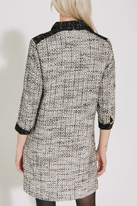 BLACK AND WHITE FRINGED TWEED SHIRT DRESS 2