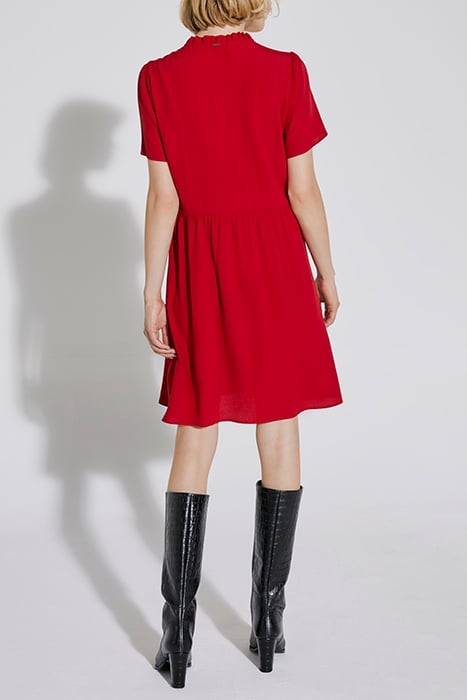 RED SHORT DRESS WITH VICTORIAN NECK & LACE DICKEY 3