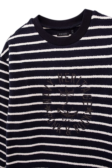 GIRLS’ NAVY STRIPED, EMBROIDERED SAILOR DRESS OFF-WHITE 3