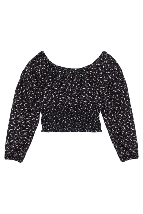 GIRLS’ BLACK FLORAL PRINT CROPPED BLOUSE BLACK 2