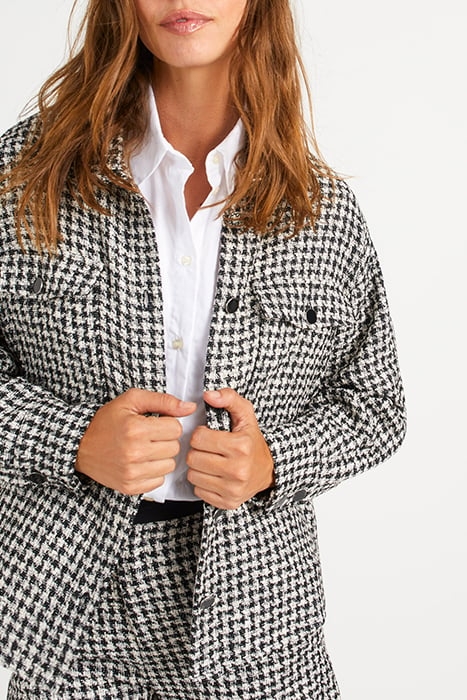 BLACK HOUNDSTOOTH MOTIF WOOL OVERSHIRT 4