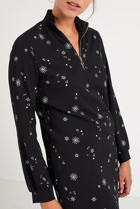 BLACK SNOWFLAKE PRINT DRESS 4
