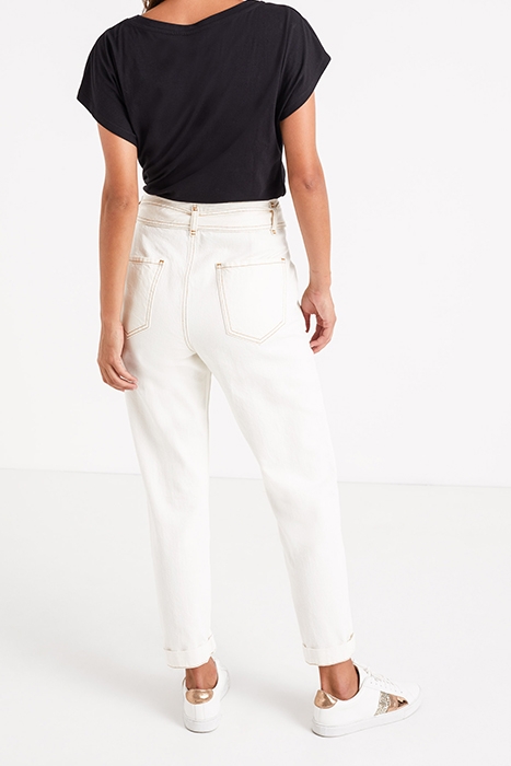 ECRU SLOUCHY JEANS WITH VISIBLE PRESS STUDS 2