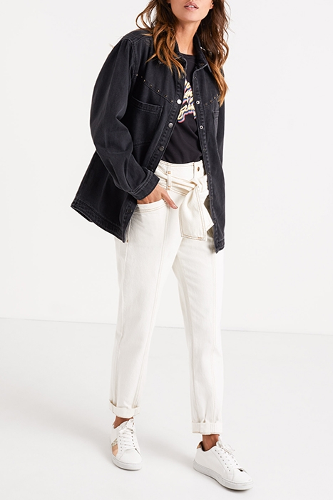 ECRU SLOUCHY JEANS WITH VISIBLE PRESS STUDS 3