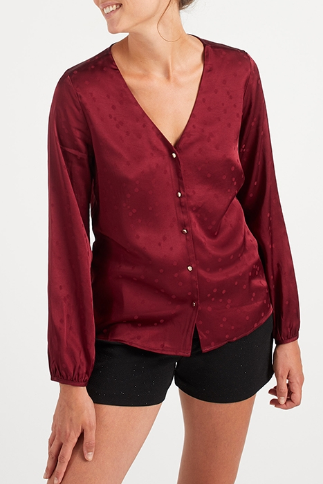 BURNT EARTH JACQUARD POLKA DOT MOTIF BLOUSE 1