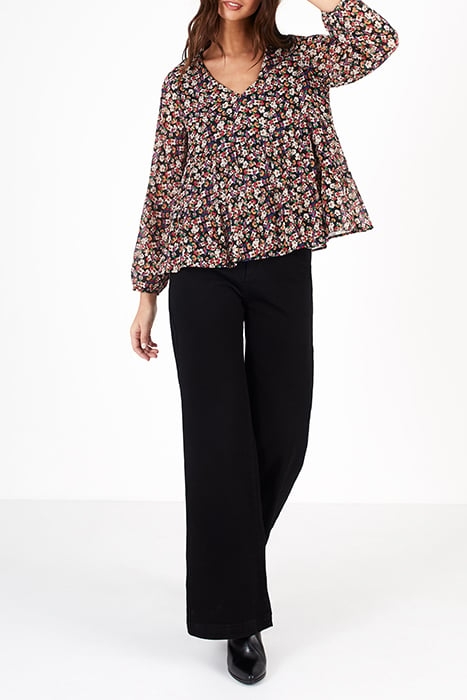 BLACK FLOWER POWER PRINT BLOUSE 3