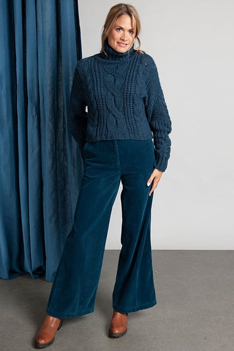 ROLL NECK CABLE SWT LS BLUE 2