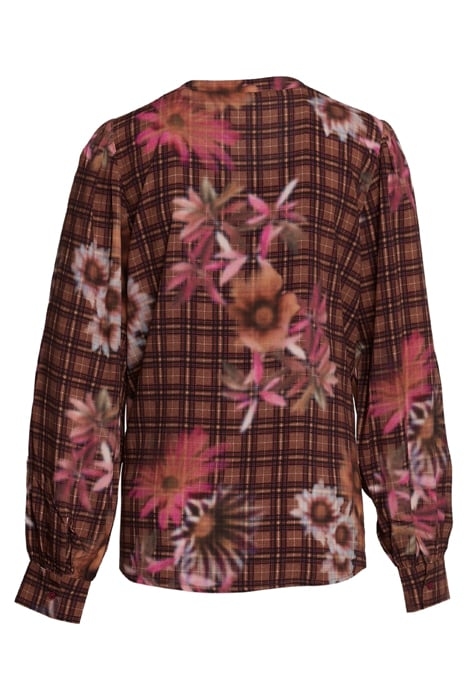 ROUND NECK BALLOON SLV SHIRT BROWN 4