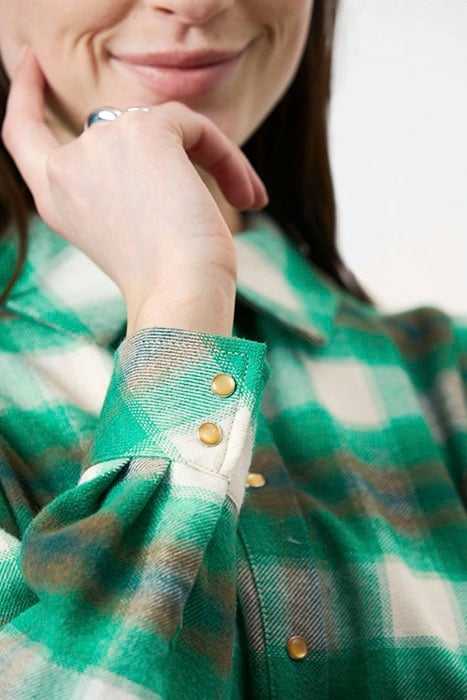 ROSY BELTED CHECK SHIRT BASIL GREEN 6