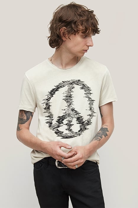 SS RAW EDGE TEE - DISTORTED PEACE FOSSIL GREY 2