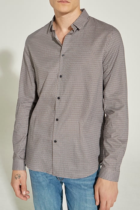 DARK CHOCOLATE GEOMETRIC PRINT SLIM SHIRT 1