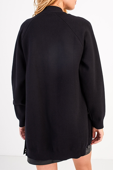 I.CODE KNIT COAT WITH PRESS STUDS ON SIDES BLACK 2