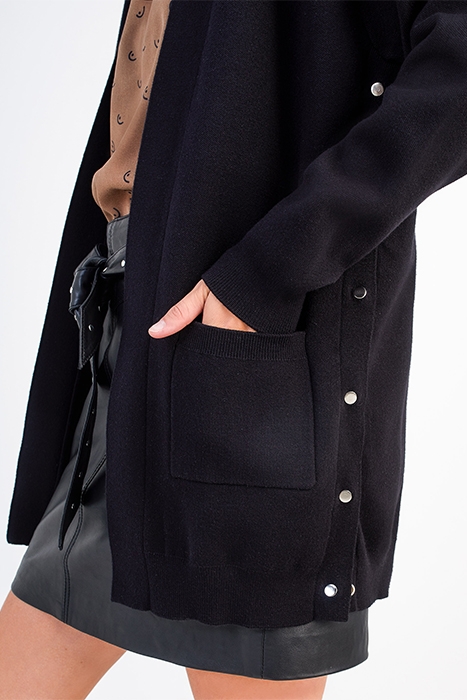 I.CODE KNIT COAT WITH PRESS STUDS ON SIDES BLACK 6