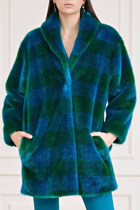 ROCHELLE COAT GREEN AND BERMUDA FAUX FUR 1