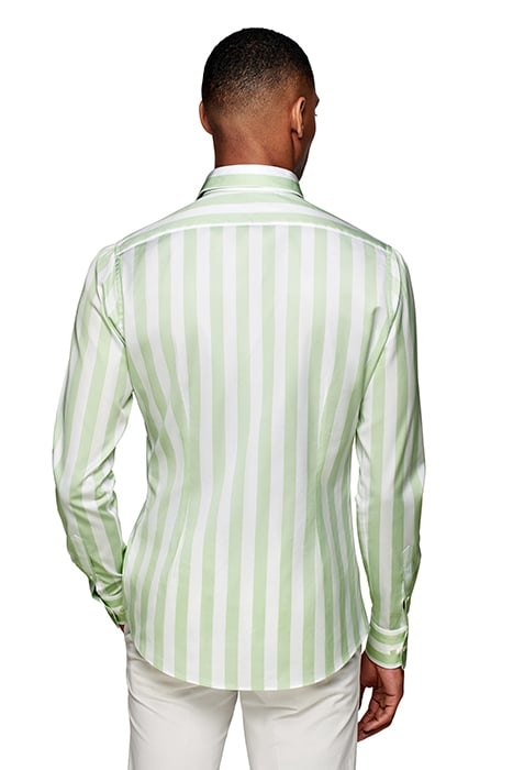 GREEN STRIPED EXTRA SLIM FIT SHIRT 2