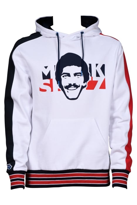 M MS HOODED SWEAT WHITE NAVY RED 1