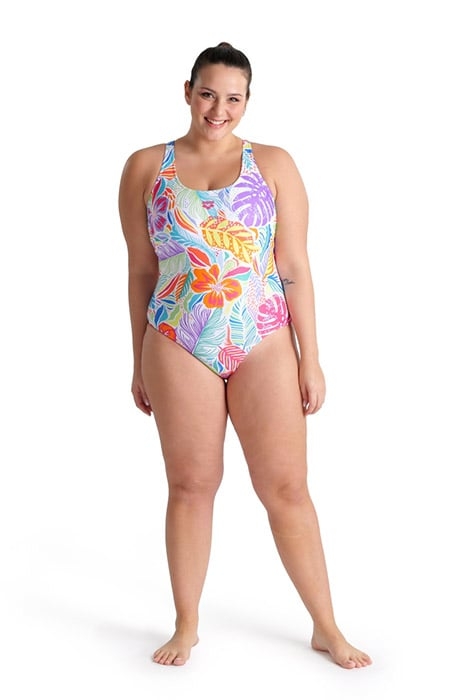 WOMEN'S SWIMSUIT SWIM PRO BACK ALLOVER P WHITE MULTI 4