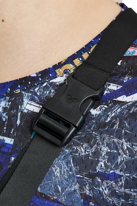 WOMEN'S ARENA ICONS ROMPER SOLID BURGUNDY NEON BLUE BUTTER 5